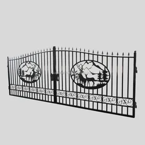 dirancang gate Suppliers-Desain Gerbang Besi Tempa Mewah Dilapisi Bubuk Galvanis