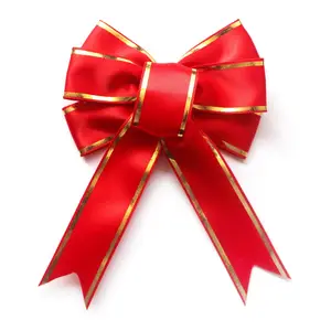 批发预先制作的红色圣诞缎带蝴蝶结