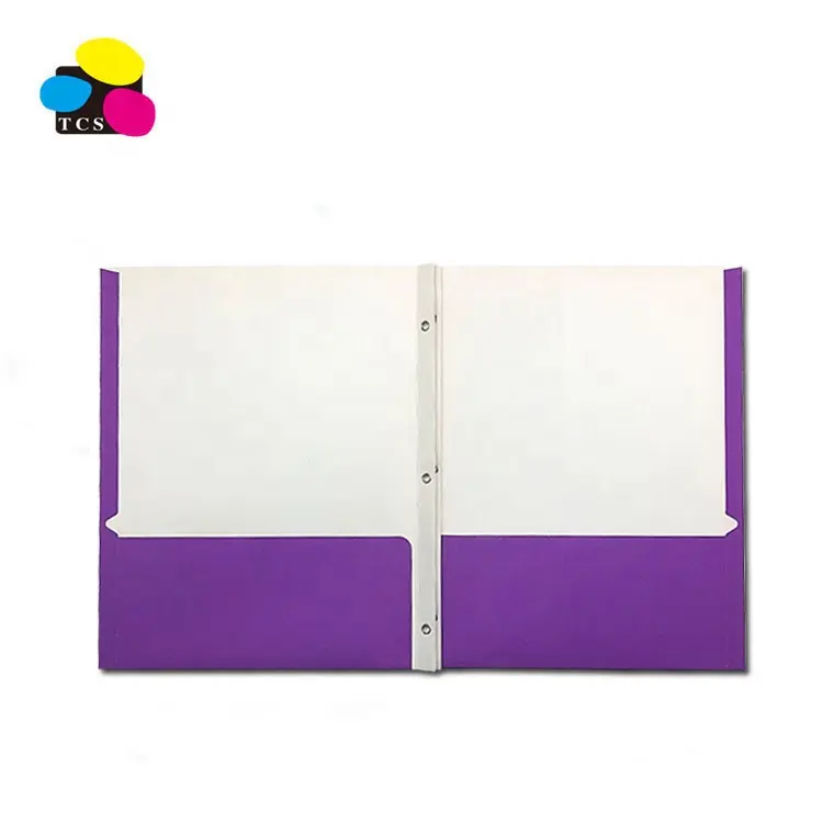 Lehui Purple High Quality Color Letter Size Two-pocket Paper Portfolio File Folder With 3 Prongs For Office School