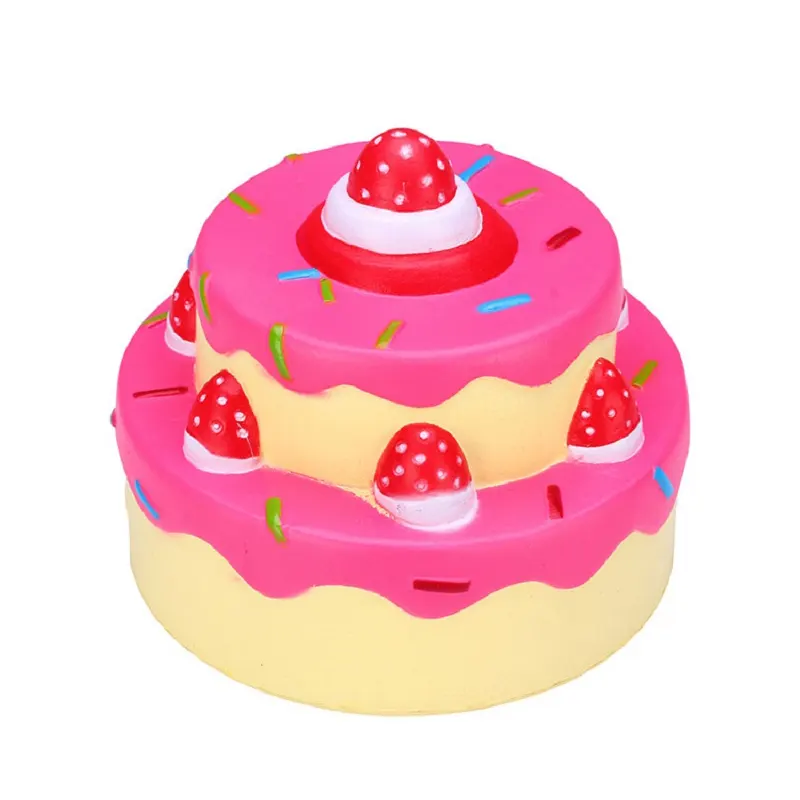 New Hot Sell Simulation 3D Two-layer Birthday Strawberry Cake Kawaii Jumbo Soft Squishy Slow Rising Kids Squeeze Toys