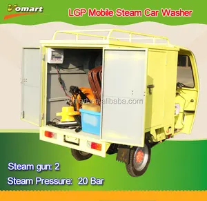 mobile gas steam car washer two steam gun with foam/wax steam car wash high pressure water pump