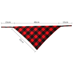 Bandana triangulaire écologique pour chien, été/hiver, 100% coton, imprimé à carreaux rouges, ensemble d'accessoires, petite taille - Product Image 6