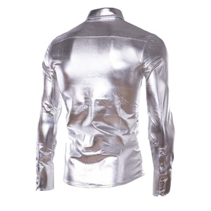 Camisas ajustadas de manga larga para hombre, ropa elástica brillante a la moda para Club nocturno - Product Image 5