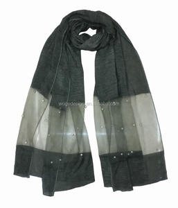 新着アラベイスラム美しい女性用ホットスタイリッシュな祈りショールスカーフ大タイ染料カラーポリエステルブレンドコットン真珠ヒジャブ - Product Image 4