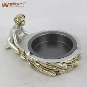 ashtrays sculpture Suppliers-Business gifts bronze plating resin lady smoking ashtray