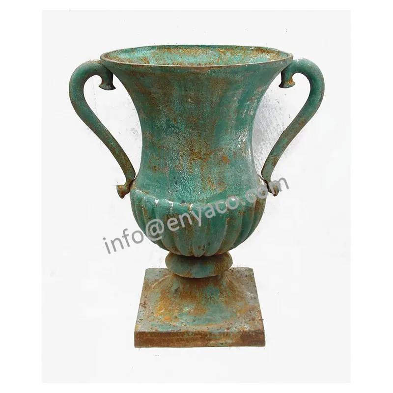 Vaso de urn de ferro fundido, flor ao ar livre para decoração de casa, jardim, vaso de flores de ferro antigo