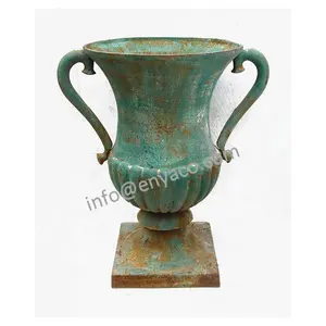 Vaso de urn de ferro fundido, flor ao ar livre para decoração de casa, jardim, vaso de flores de ferro antigo