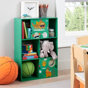 Étagère à livres en bois pour enfants Toffy & Friends Monsters, 3 niveaux avec 2 portes coulissantes - Product Image 2