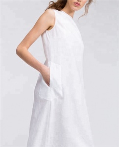 Abito Lungo in <span class=keywords><strong>Lino</strong></span> <span class=keywords><strong>Bianco</strong></span> da Donna 2022 - Product Image 5