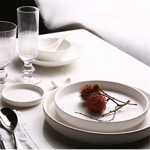 <span class=keywords><strong>Vaisselle</strong></span> en gros d'usine chinoise, assiettes rondes en grès à glaçure mouchetée, bon marché, pour servir les aliments, mariage - Product Image 2