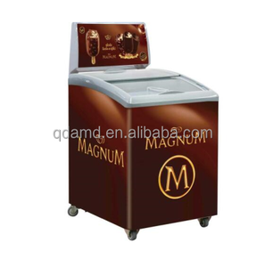 Small Glass Top Ice Cream Display Chest Freezer with Light Box Ad Board - Product Image 1