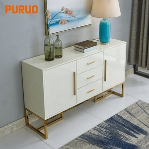 European White Simple Wooden Cabinet Living Room <strong>Corner</strong> Steel Desk <strong>Console</strong> <strong>Table</strong> - Product Image 3