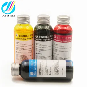 Ocbestjet-recarga de tinta comestible para máquina de impresión de café, 100ML por botella, 4 colores, impresora para pasteles