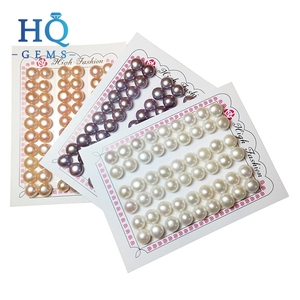 Bianco 8-9mm fondo piatto rotondo acqua dolce genuina coltivata vera perla a bottone per orecchini d'argento - Product Image 3