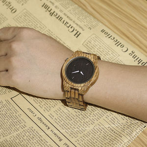 Quickshipment Logo personalizzato orologio in legno Zebra per gli uomini popolari movimento al quarzo antico per la moda Business Sport puntatore quadrante vari stili - Product Image 4