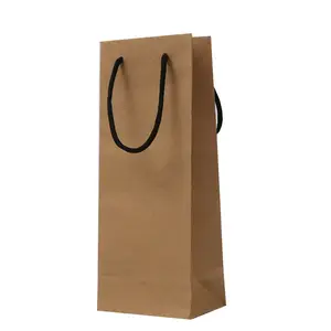 브라운 크래프트 종이 가방 재활용 와인 캐리어 포장 가방 인쇄 선물 포장 유행 핫 스탬핑 재활용 1000 조각