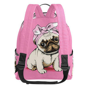 Moda Rosa perro patrón de diseño ligero de hombro doble bolsa mochila escolar - Product Image 3