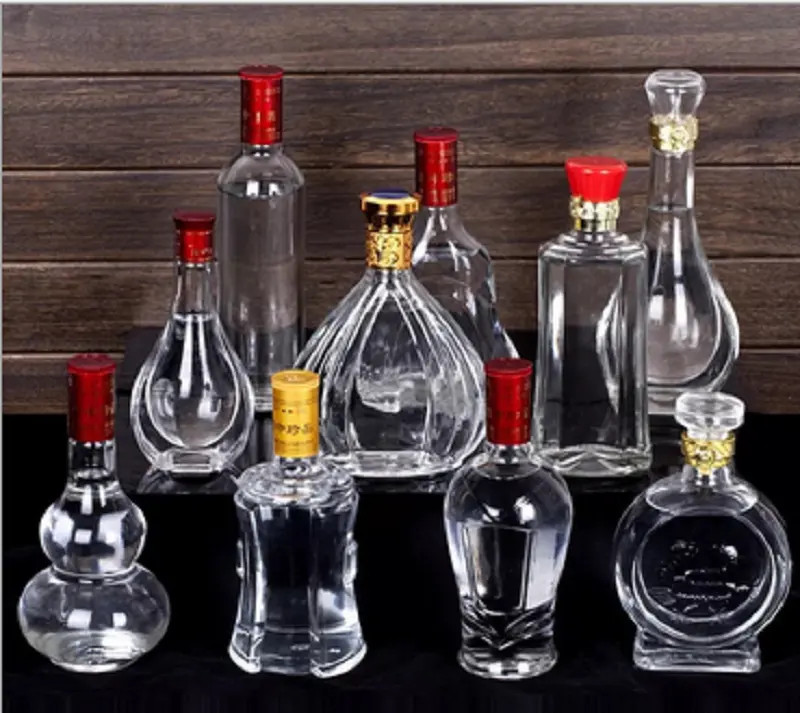 unique shaped all kinds of vodka red wine glass bottle with lid