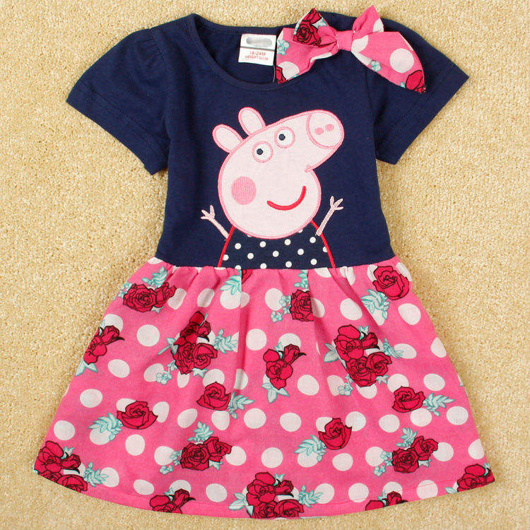 bebé moda peppa pig niños ropa ropa de verano las niñas vestidos con  volantes 6014