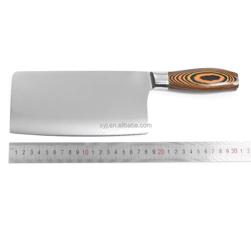 7インチステンレス鋼クリーバーナイフ木製ハンドルヘビーデューティークリーバーチョッピングナイフ高品質キッチンナイフ