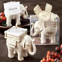 Lucky elefante antigo acabamento marfim chá suporte de luz