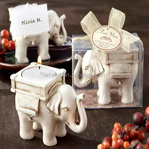 Lucky Elephant Antique Ivory-Finish Tea Light Holder