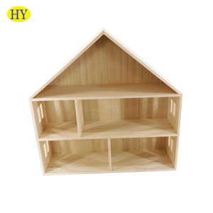 Boîte de présentation en <span class=keywords><strong>bois</strong></span> en forme de maison naturelle inachevée personnalisée pour jouets - Product Image 3