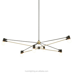 American Retro Industrial <span class=keywords><strong>Style</strong></span> Line Chandelier pour magasins Vêtements Magasin Luminaires Noir Or - Product Image 1