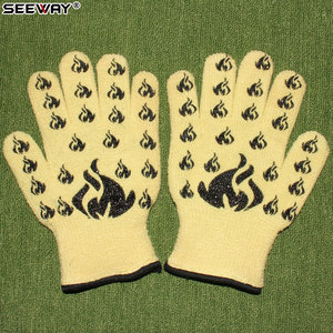 Gants résistants à la chaleur en aramide, revêtement en silicone jaune, design à boucle, doublure en coton antidérapante, <span class=keywords><strong>marque</strong></span> Seeway, pour travaux industriels, grillades - Product Image 6