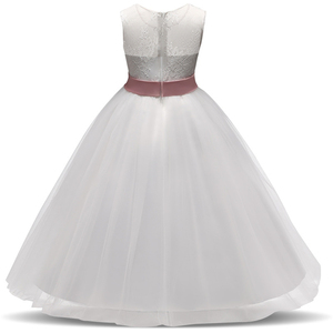 HYC06 Del Merletto di <span class=keywords><strong>Tulle</strong></span> Bianco abito di Sfera Abito da sposa vestito da partito della ragazza di usura occidentale del vestito del bambino Completa Maniche Lunghe per bambini della ragazza di fiore vestito - Product Image 3