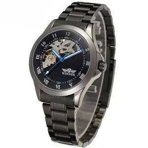 우승자 해골 기계식 시계 럭셔리 남성 블랙 방수 패션 캐주얼 브랜드 스포츠 시계 Relogois 손목 시계