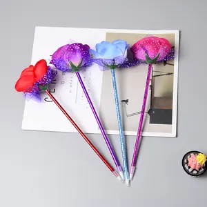 New Artificial Flower Rose Valentine'S Day Gift 0.5mm Ballpoint Pen Without Clip