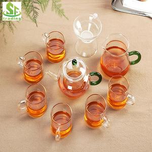 Service à <span class=keywords><strong>thé</strong></span> en verre, théière en verre transparent résistant à la chaleur <span class=keywords><strong>pour</strong></span> la maison, <span class=keywords><strong>filtre</strong></span> Kungfu avec poignée de <span class=keywords><strong>tasse</strong></span> - Product Image 2