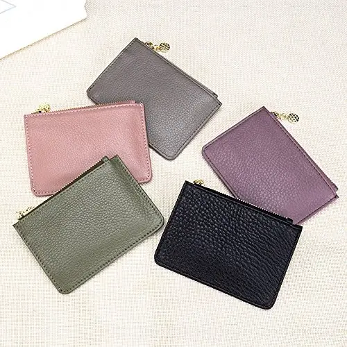 High quality unisex small coin wallet purse leather clutch bag card holder leather coin purse key bag holder