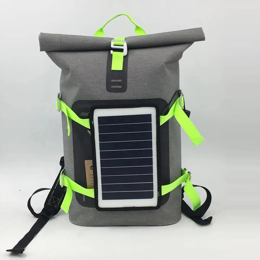Outdoor solar charge panel camping kayaking canoeing survival kit hiking rucksack bag Waterproof 20L 30L 50L Dry Backpack
