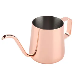 Zero difetti in oro Rosa elegante a forma di 350 ml In Acciaio Inox A Collo di Cigno Versare Sopra A Goccia macchina per il Caffè Tè Tazza di Caffè Pentola tazza