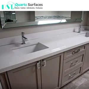 Countertop with White Color Quartz Marble Sheet New Design Artificial Quartz Stone Factory Producing Slab