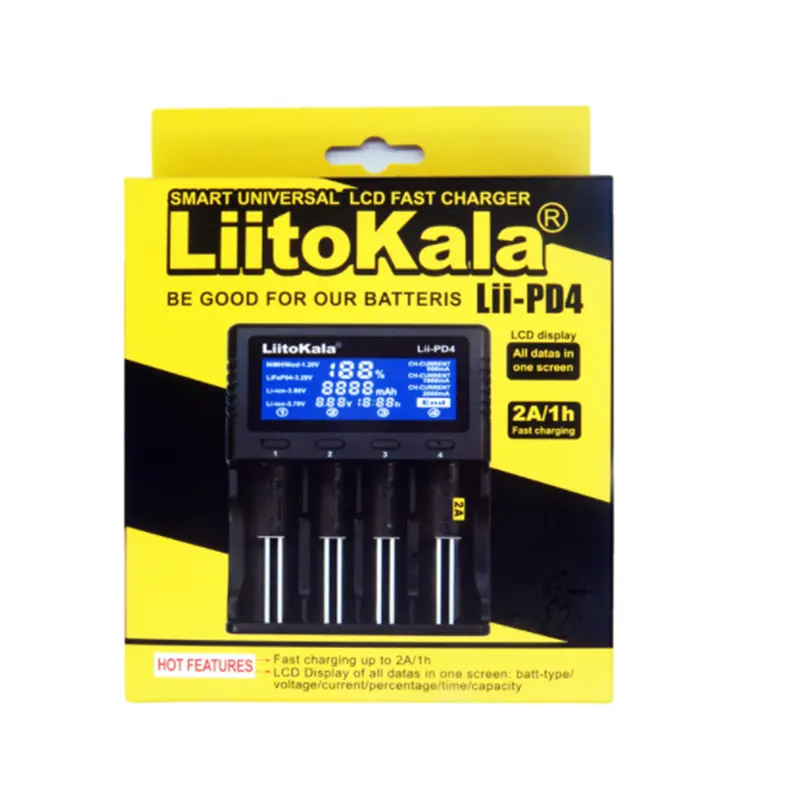 Liitokala Lii-PD4 LCD 3.7V 18650 18350 18500 16340 21700 20700 10440 14500 26650 1.2V AA AAA NiMH Lithium baterai Charger