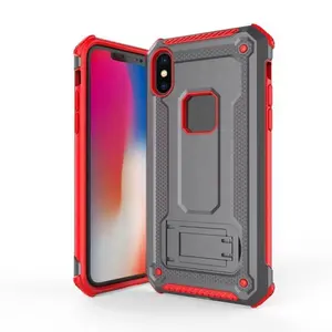 Creative 2 In 1 Full Cover Anti Shock Magnetic PC TPU Super Armor Holder Bracket Case For iPhone