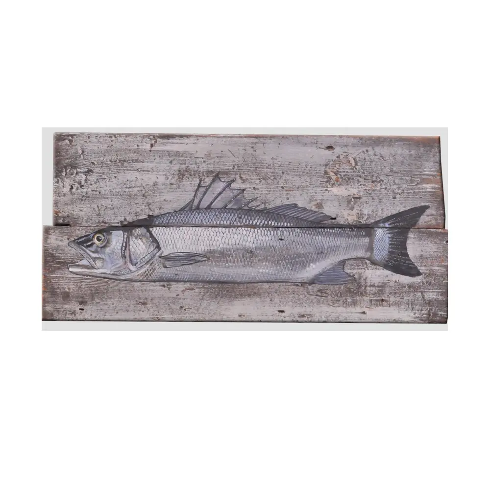 Factory Unique Home Hangings Fish Bison painting Nodern Rustic Carving Wood Art Wall