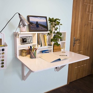 Escritorio de oficina plegable multifunción <span class=keywords><strong>Mdf</strong></span> blanco para estante de libros montado en la pared con estante de almacenamiento L90xw60cm - Product Image 1
