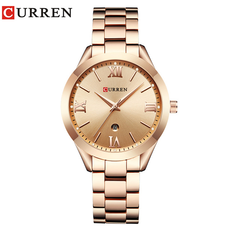 Curren 9007 часы, модные женские часы, наручные часы с механизмом, de mujer женские Элегантный браслет часы класса люкс из нержавеющей стали Кварцевые часы с календарем