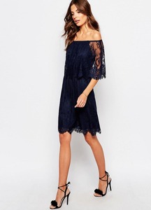 Thời trang tắt vai nữ <span class=keywords><strong>new</strong></span> model thiết kế đuôi tôm, ren phụ nữ dresses hình ảnh - Product Image 4