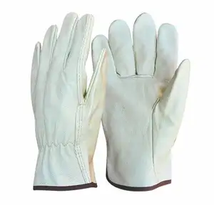 Yellow pig split leather driver style work gloves for men