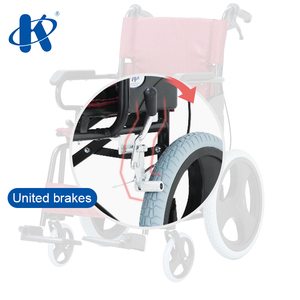 Silla de Ruedas Manual de Aluminio KY871LBJ con Reposapiés Fijo y Reposabrazos de PU, Frenos Unidos, Asiento de Nailon Rojo, para Hospital - Product Image 5