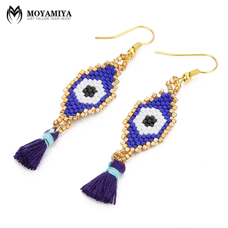 Moyamiya jewelry Miyuki Seed Beads evil eye Bohemian Boho tassel Earrings aretes accessories womren wholesale low prise