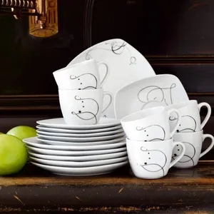 Fourniture d'usine 30 pièces vente en gros vaisselle en céramique plat rond/carré/blanc ensemble de dîner en porcelaine de luxe