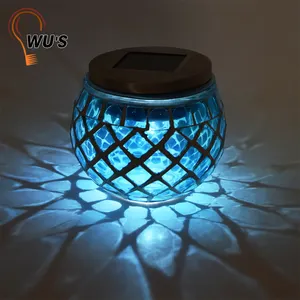 Glass Decorative Light Fine Appearance Home Garden Decorative Glass Plastic Metal Lights Make Solar Mosaic Lamp