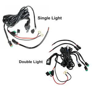 Kit Harness Kabel Batang Lampu LED, Relai 40 Amp Off Road dengan Saklar ON-OFF