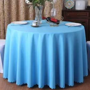 wholesale table linens 132 inch blue round jacquard table cloth factory